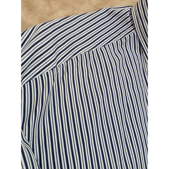 Vintage Tommy Hilfiger Mens Striped Button Down Shirt XL Navy White Long Sleeve - Picture 2 of 7
